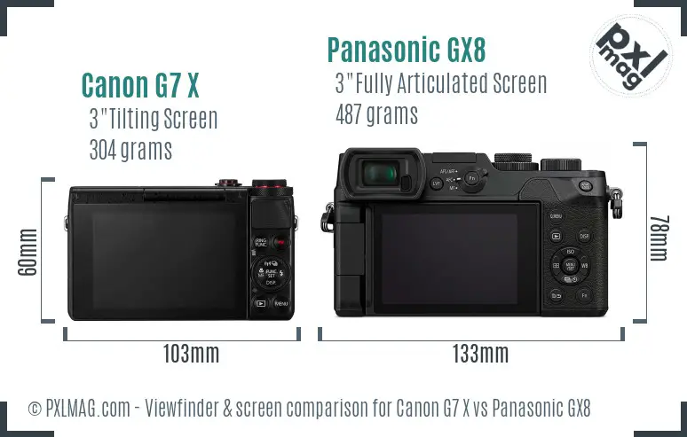 Canon G7 X vs Panasonic GX8 Screen and Viewfinder comparison Canon G7 X vs Panasonic GX8 Screen and Viewfinder comparison