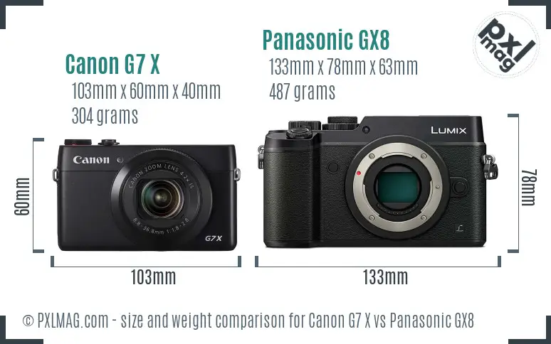 Canon G7 X vs Panasonic GX8 size comparison Canon G7 X vs Panasonic GX8 size comparison