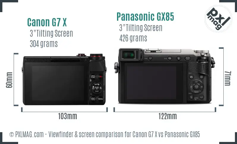 Canon G7 X vs Panasonic GX85 Screen and Viewfinder comparison Canon G7 X vs Panasonic GX85 Screen and Viewfinder comparison