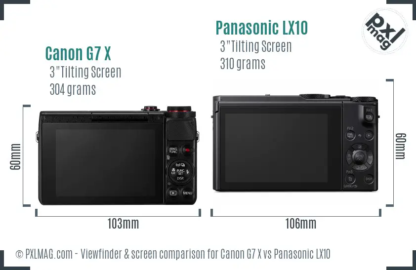 Canon G7 X vs Panasonic LX10 Screen and Viewfinder comparison
