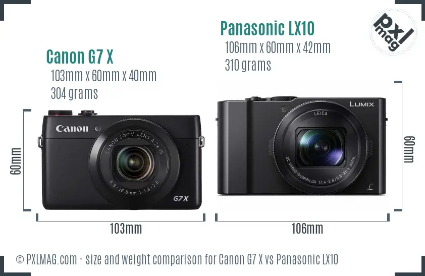 Canon G7 X vs Panasonic LX10 size comparison