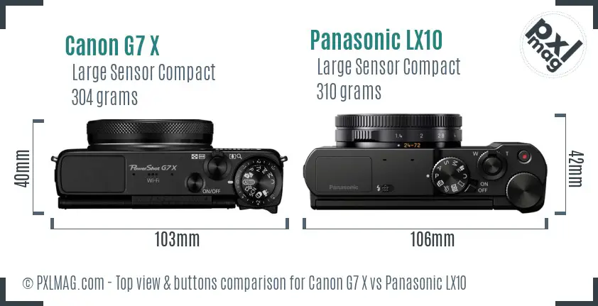 Canon G7 X vs Panasonic LX10 top view buttons comparison