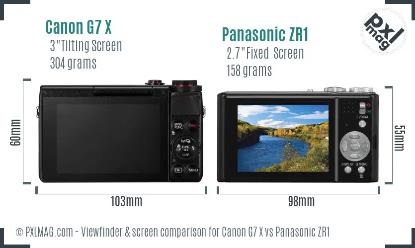 Canon G7 X vs Panasonic ZR1 Screen and Viewfinder comparison Canon G7 X vs Panasonic ZR1 Screen and Viewfinder comparison