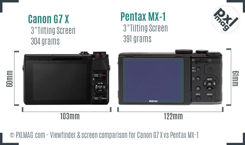 Canon G7 X vs Pentax MX-1 Screen and Viewfinder comparison