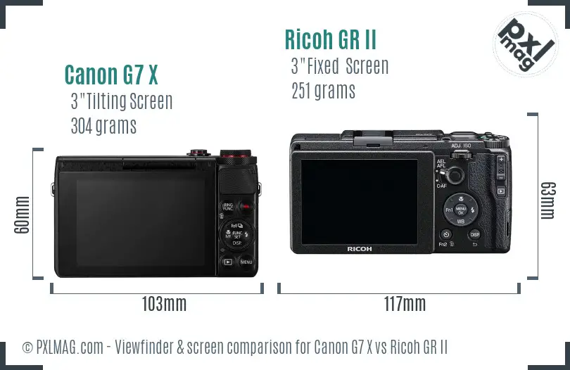 Canon G7 X vs Ricoh GR II Screen and Viewfinder comparison