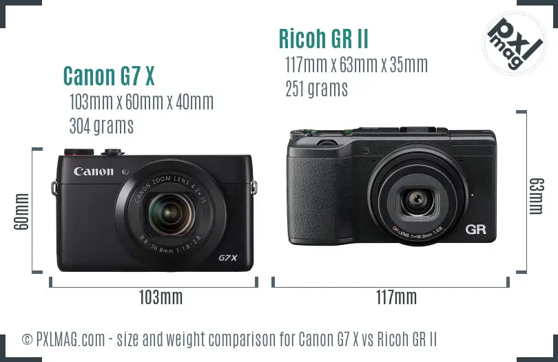Canon G7 X vs Ricoh GR II size comparison