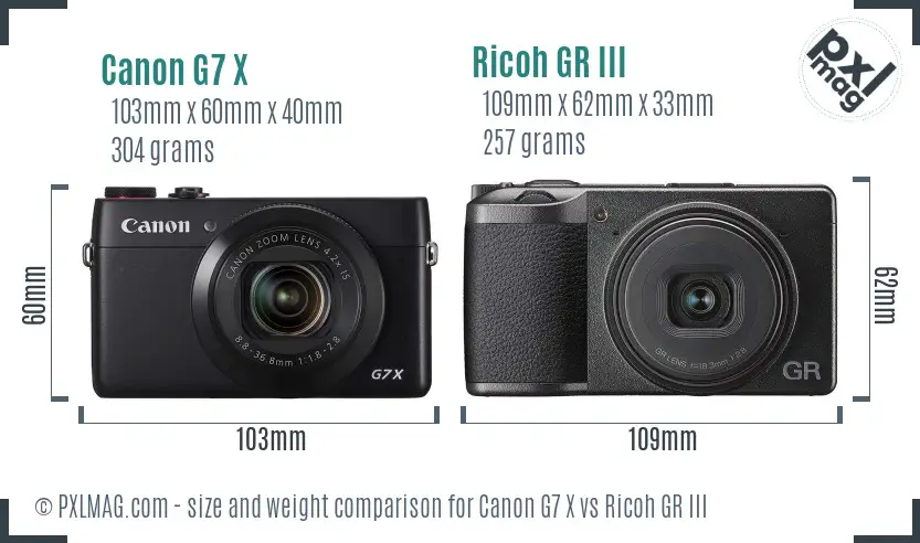 Canon G7 X vs Ricoh GR III size comparison