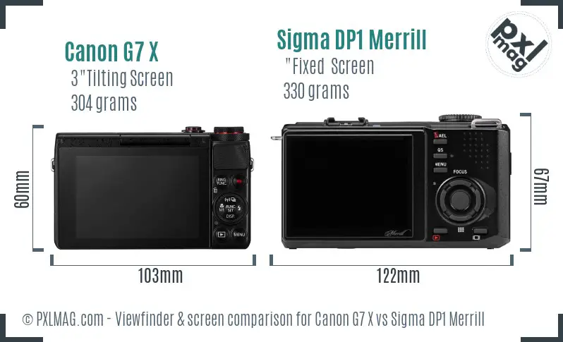Canon G7 X vs Sigma DP1 Merrill Screen and Viewfinder comparison