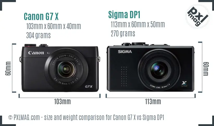 Canon G7 X vs Sigma DP1 size comparison