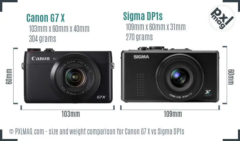 Canon G7 X vs Sigma DP1s size comparison