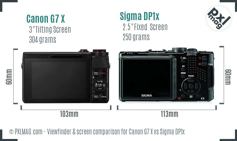 Canon G7 X vs Sigma DP1x Screen and Viewfinder comparison