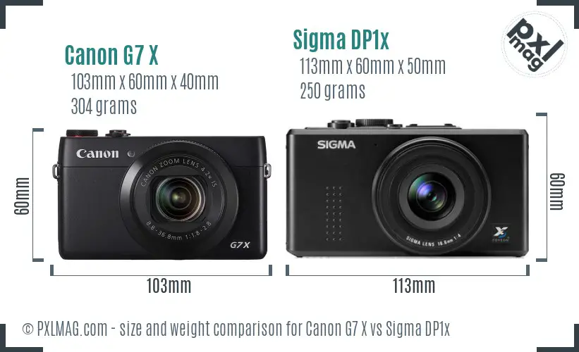 Canon G7 X vs Sigma DP1x size comparison