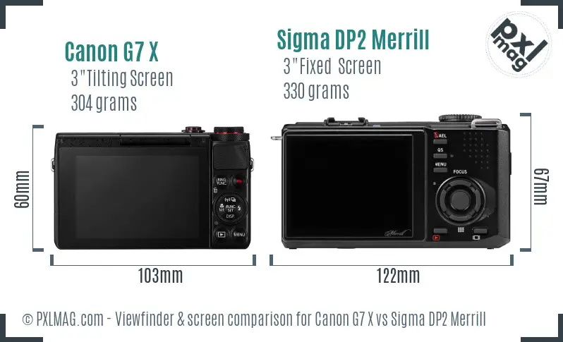 Canon G7 X vs Sigma DP2 Merrill Screen and Viewfinder comparison