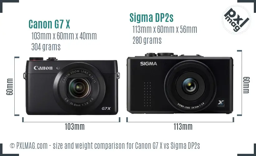 Canon G7 X vs Sigma DP2s size comparison