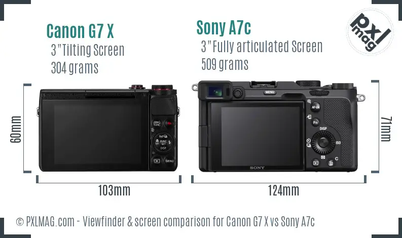 Canon G7 X vs Sony A7c Screen and Viewfinder comparison Canon G7 X vs Sony A7c Screen and Viewfinder comparison
