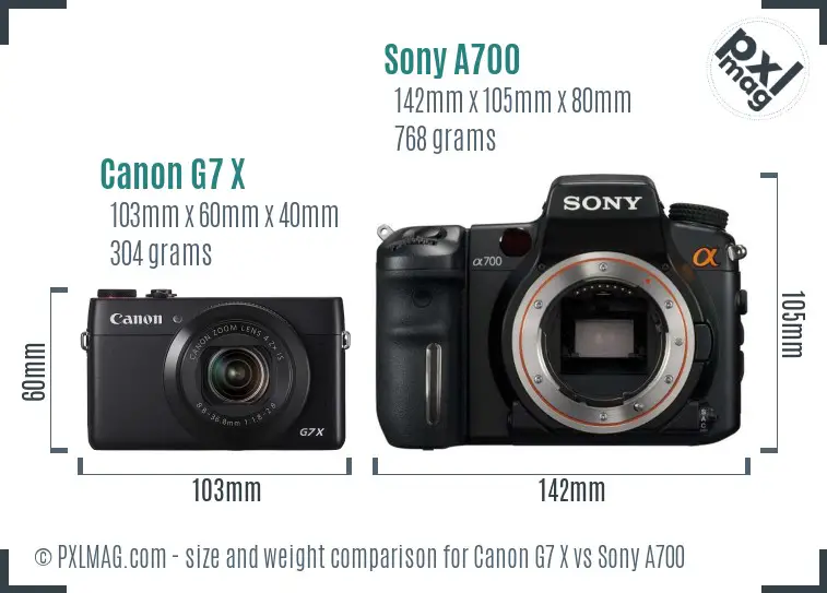 Canon G7 X vs Sony A700 size comparison Canon G7 X vs Sony A700 size comparison