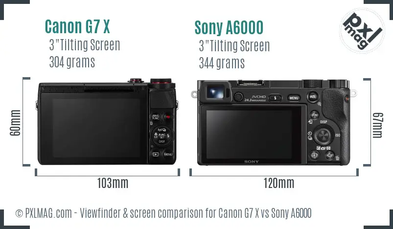 Canon G7 X vs Sony A6000 Screen and Viewfinder comparison Canon G7 X vs Sony A6000 Screen and Viewfinder comparison