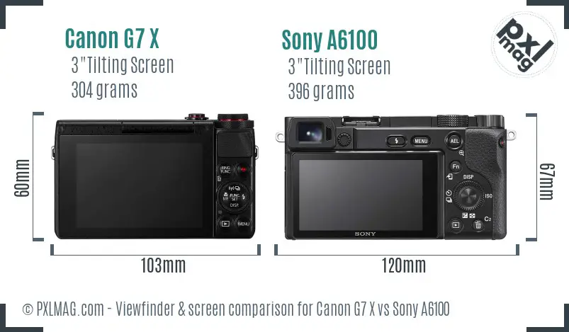 Canon G7 X vs Sony A6100 Screen and Viewfinder comparison Canon G7 X vs Sony A6100 Screen and Viewfinder comparison