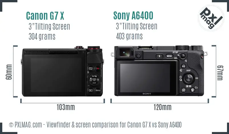 Canon G7 X vs Sony A6400 Screen and Viewfinder comparison Canon G7 X vs Sony A6400 Screen and Viewfinder comparison