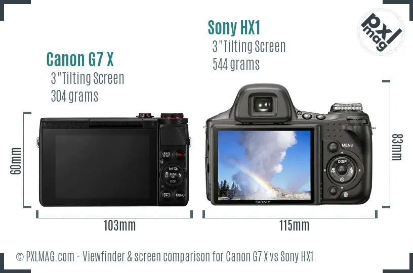 Canon G7 X vs Sony HX1 Screen and Viewfinder comparison