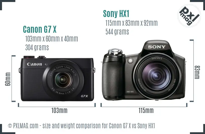 Canon G7 X vs Sony HX1 size comparison