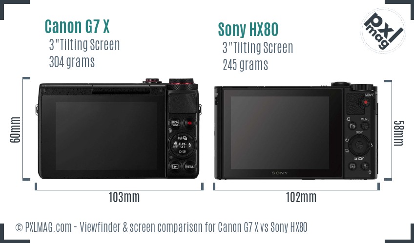 Canon G7 X vs Sony HX80 Screen and Viewfinder comparison
