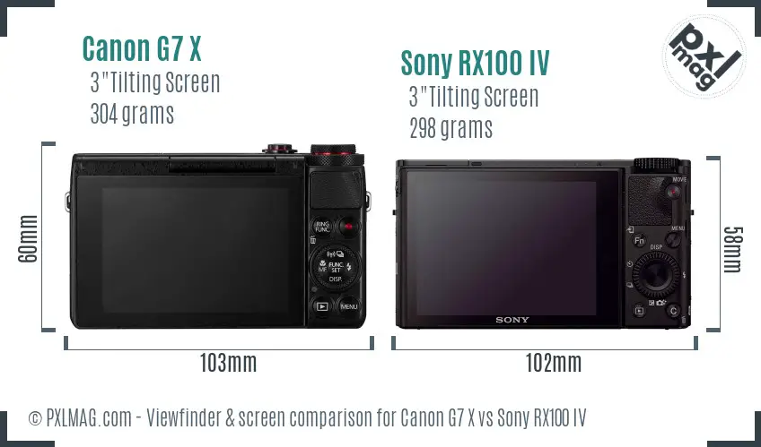 Canon G7 X vs Sony RX100 IV Screen and Viewfinder comparison