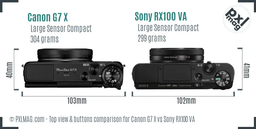 Canon G7 X vs Sony RX100 VA top view buttons comparison
