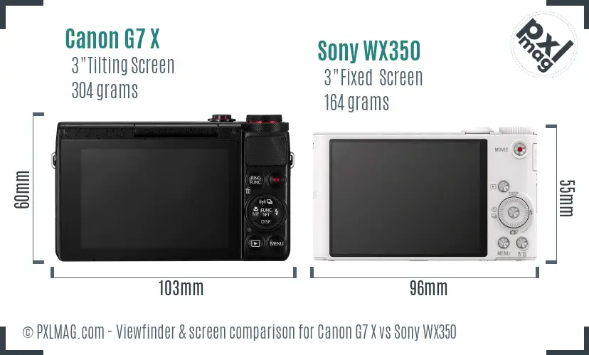 Canon G7 X vs Sony WX350 Screen and Viewfinder comparison Canon G7 X vs Sony WX350 Screen and Viewfinder comparison