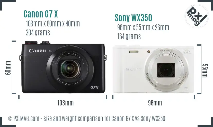 Canon G7 X vs Sony WX350 size comparison Canon G7 X vs Sony WX350 size comparison