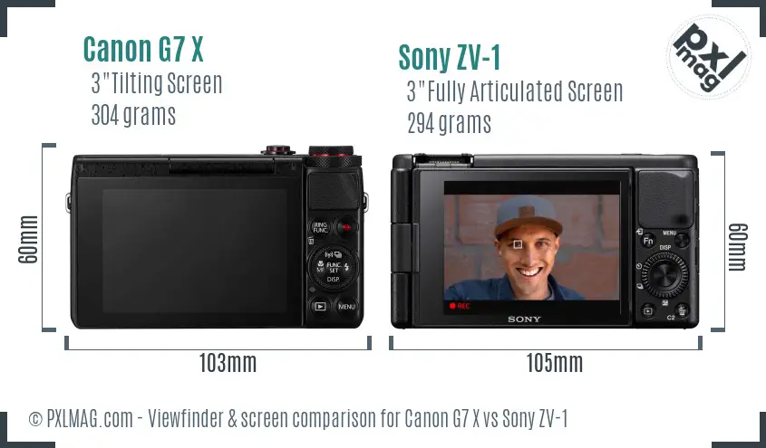 Canon G7 X vs Sony ZV-1 Screen and Viewfinder comparison