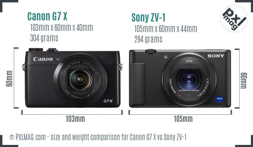 Canon G7 X vs Sony ZV-1 size comparison