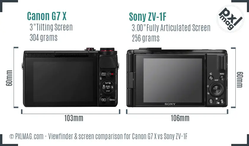 Canon G7 X vs Sony ZV-1F Screen and Viewfinder comparison