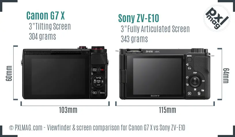Canon G7 X vs Sony ZV-E10 Screen and Viewfinder comparison Canon G7 X vs Sony ZV-E10 Screen and Viewfinder comparison