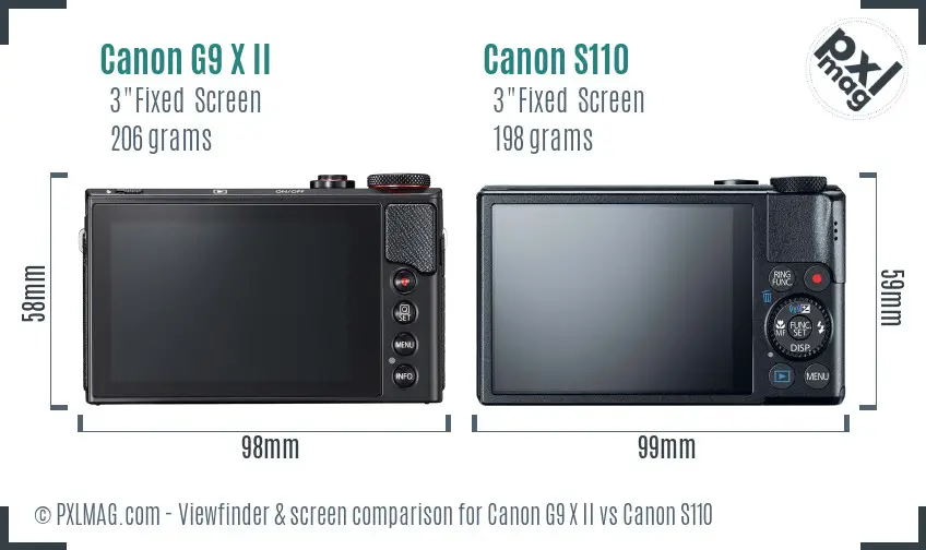 Canon G9 X II vs Canon S110 Screen and Viewfinder comparison