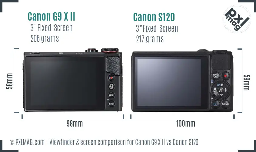 Canon G9 X II vs Canon S120 Screen and Viewfinder comparison