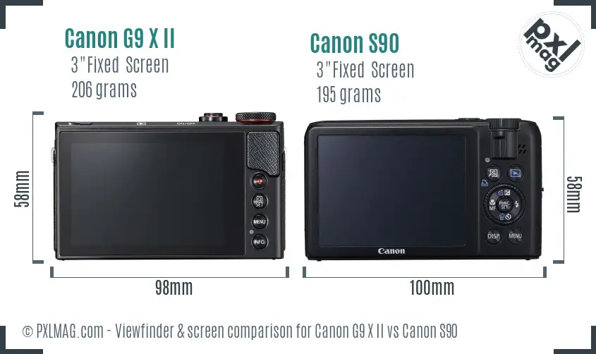Canon G9 X II vs Canon S90 Screen and Viewfinder comparison Canon G9 X II vs Canon S90 Screen and Viewfinder comparison