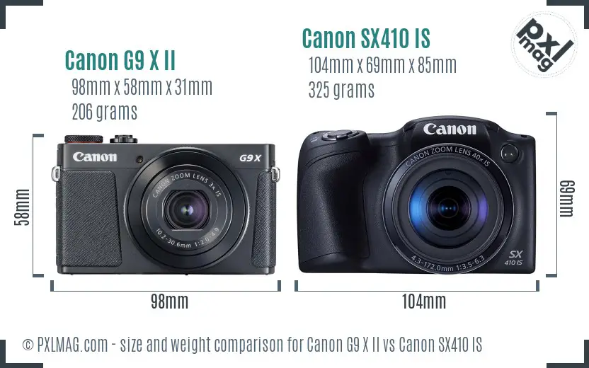 Canon G9 X II vs Canon SX410 IS size comparison Canon G9 X II vs Canon SX410 IS size comparison