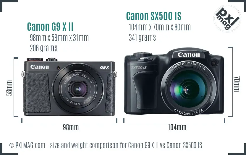 Canon G9 X II vs Canon SX500 IS size comparison