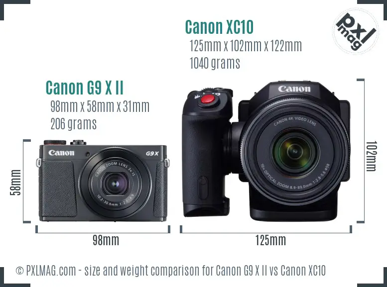 Canon G9 X II vs Canon XC10 size comparison