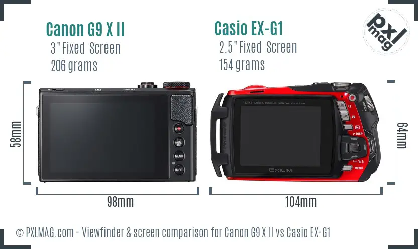 Canon G9 X II vs Casio EX-G1 Screen and Viewfinder comparison