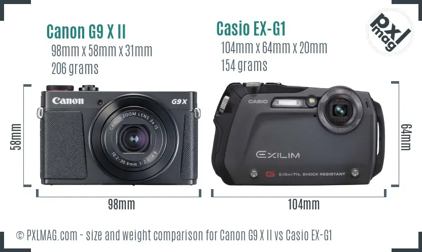 Canon G9 X II vs Casio EX-G1 size comparison