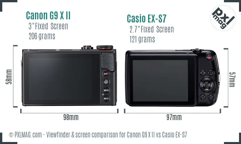 Canon G9 X II vs Casio EX-S7 Screen and Viewfinder comparison