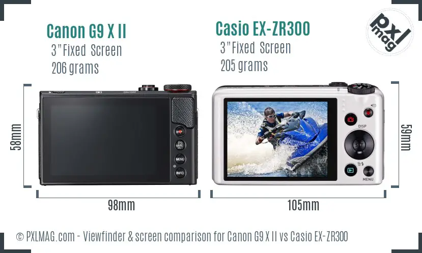 Canon G9 X II vs Casio EX-ZR300 Screen and Viewfinder comparison
