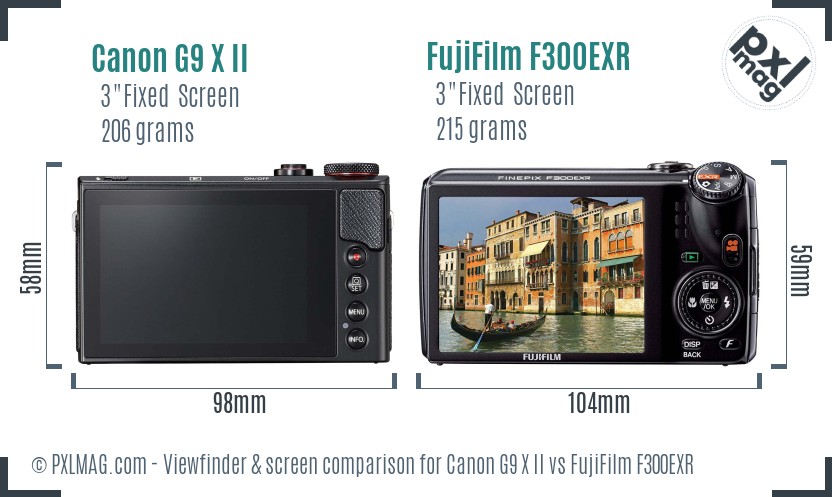 Canon G9 X II vs FujiFilm F300EXR Screen and Viewfinder comparison