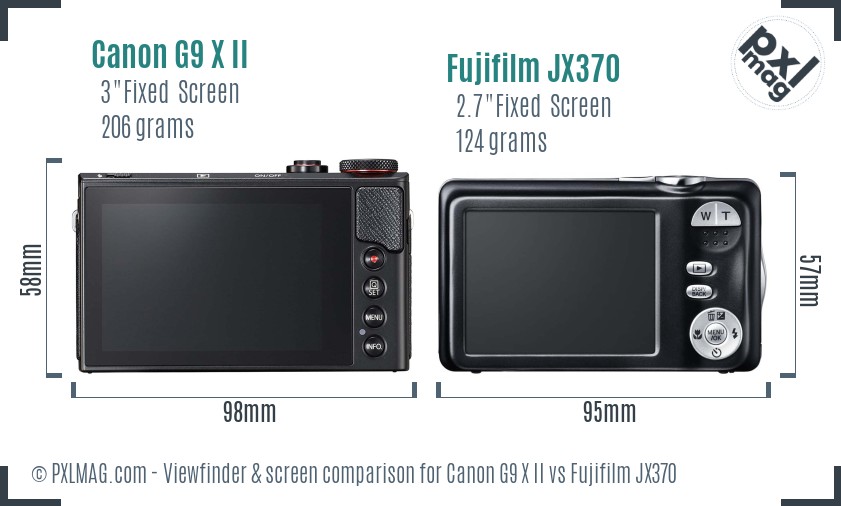 Canon G9 X II vs Fujifilm JX370 Screen and Viewfinder comparison