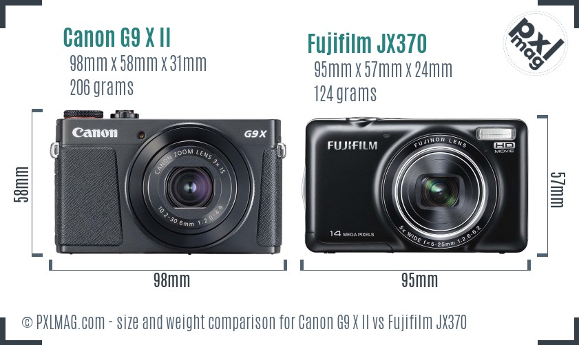 Canon G9 X II vs Fujifilm JX370 size comparison