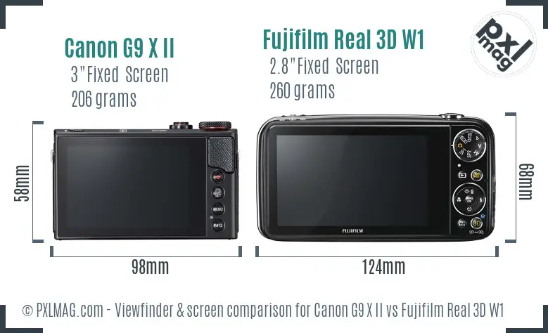 Canon G9 X II vs Fujifilm Real 3D W1 Screen and Viewfinder comparison Canon G9 X II vs Fujifilm Real 3D W1 Screen and Viewfinder comparison