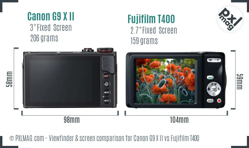Canon G9 X II vs Fujifilm T400 Screen and Viewfinder comparison Canon G9 X II vs Fujifilm T400 Screen and Viewfinder comparison