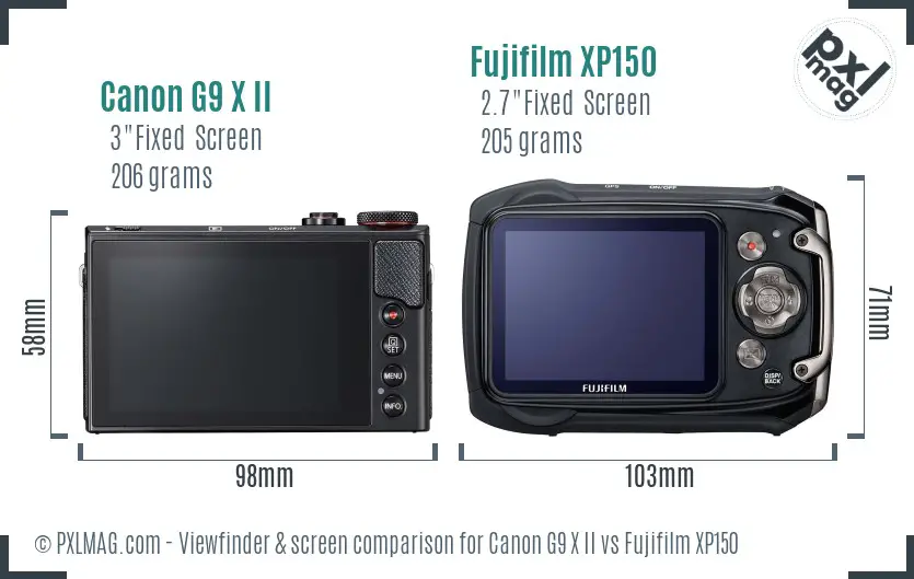 Canon G9 X II vs Fujifilm XP150 Screen and Viewfinder comparison Canon G9 X II vs Fujifilm XP150 Screen and Viewfinder comparison